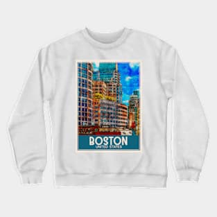 Travel Art Boston United States Crewneck Sweatshirt